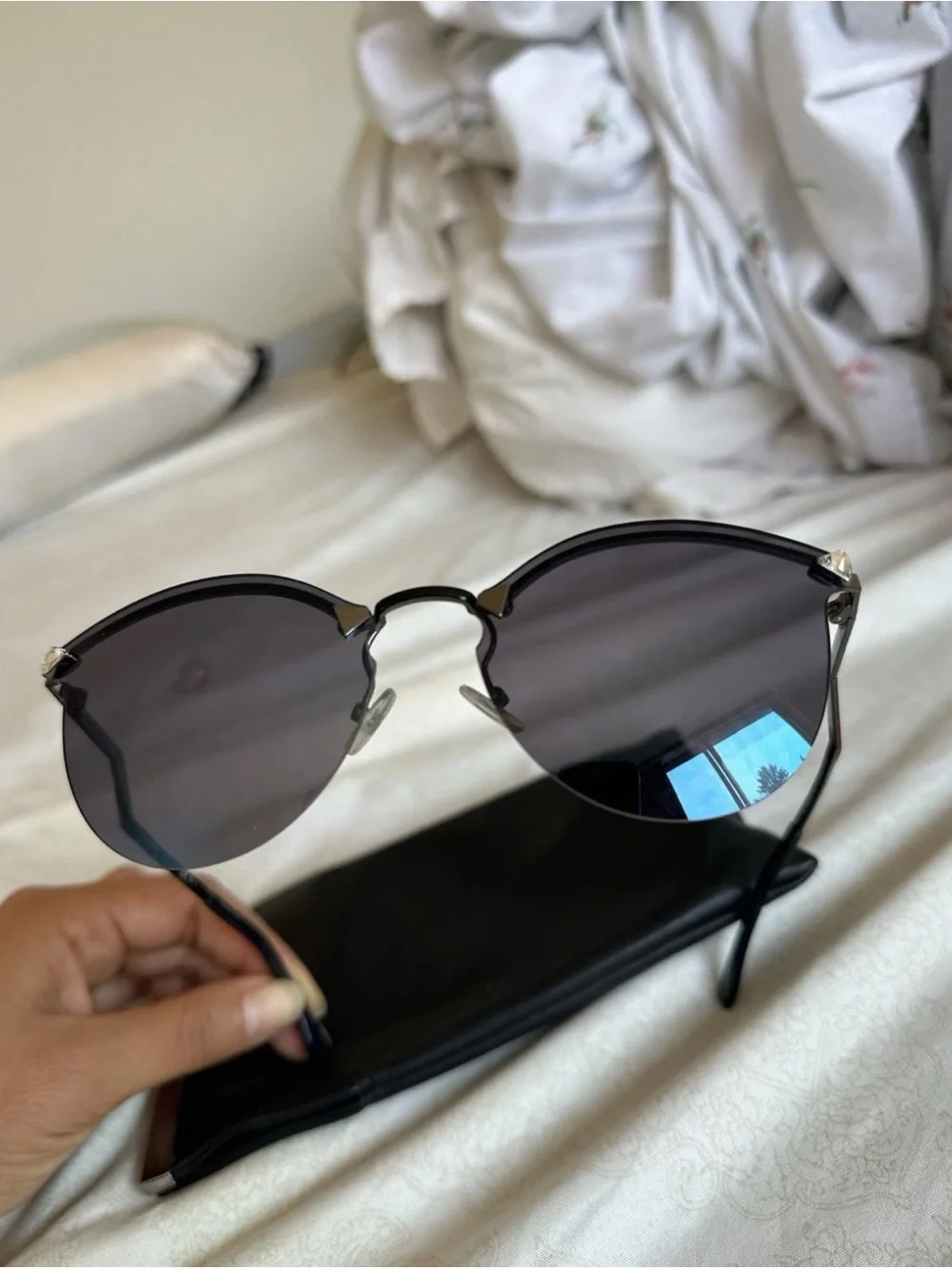 Fendi Mirrored Rimless Cat Eye Sunglasses